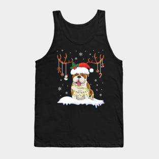 English Bulldog Reindeer Santa Noel Costume Dancing On Snow Tank Top